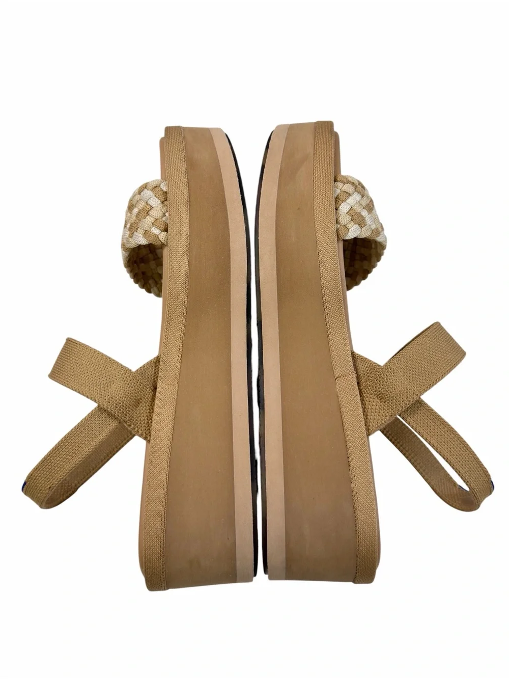 Rothy’s The Lightweight Platform Wedge Sandals in Beach Sand Woven Size 7.5